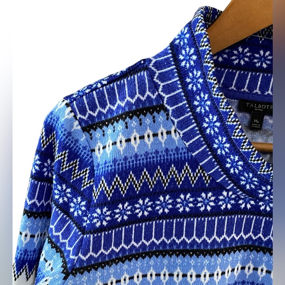 Talbots Fair-Isle Funnel Neck Long Sleeve Pullover Sweater Size M Petite - Picture 3 of 11